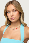 Stone & Pearl Charm Necklace