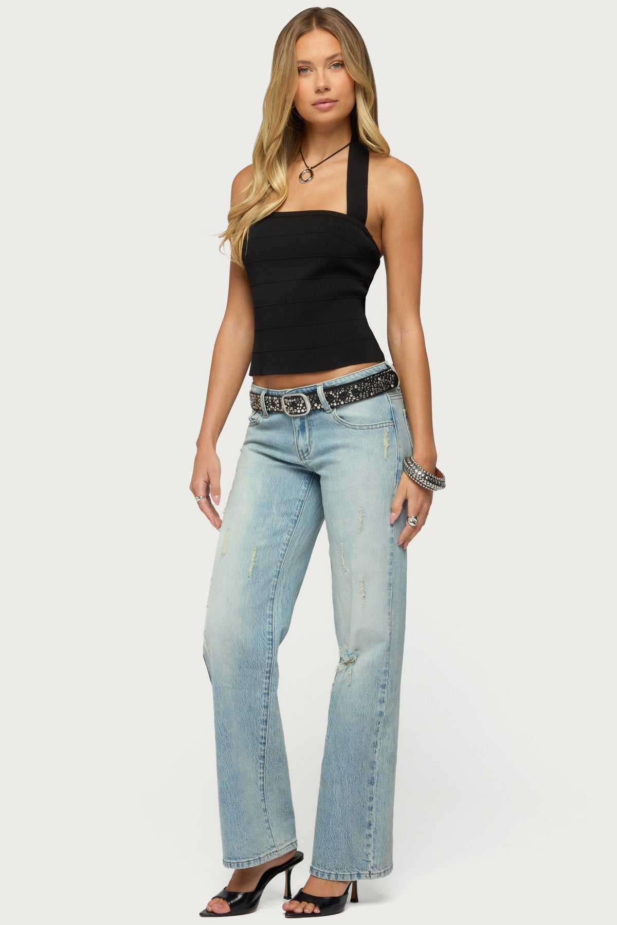 Lainie Distressed Low Rise Bootcut Jeans