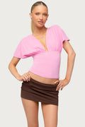 Flutter Plunging V Neck Top