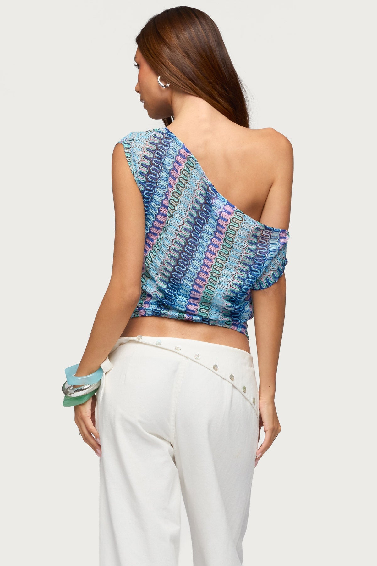 Taniya Off Shoulder Zigzag Crochet Top