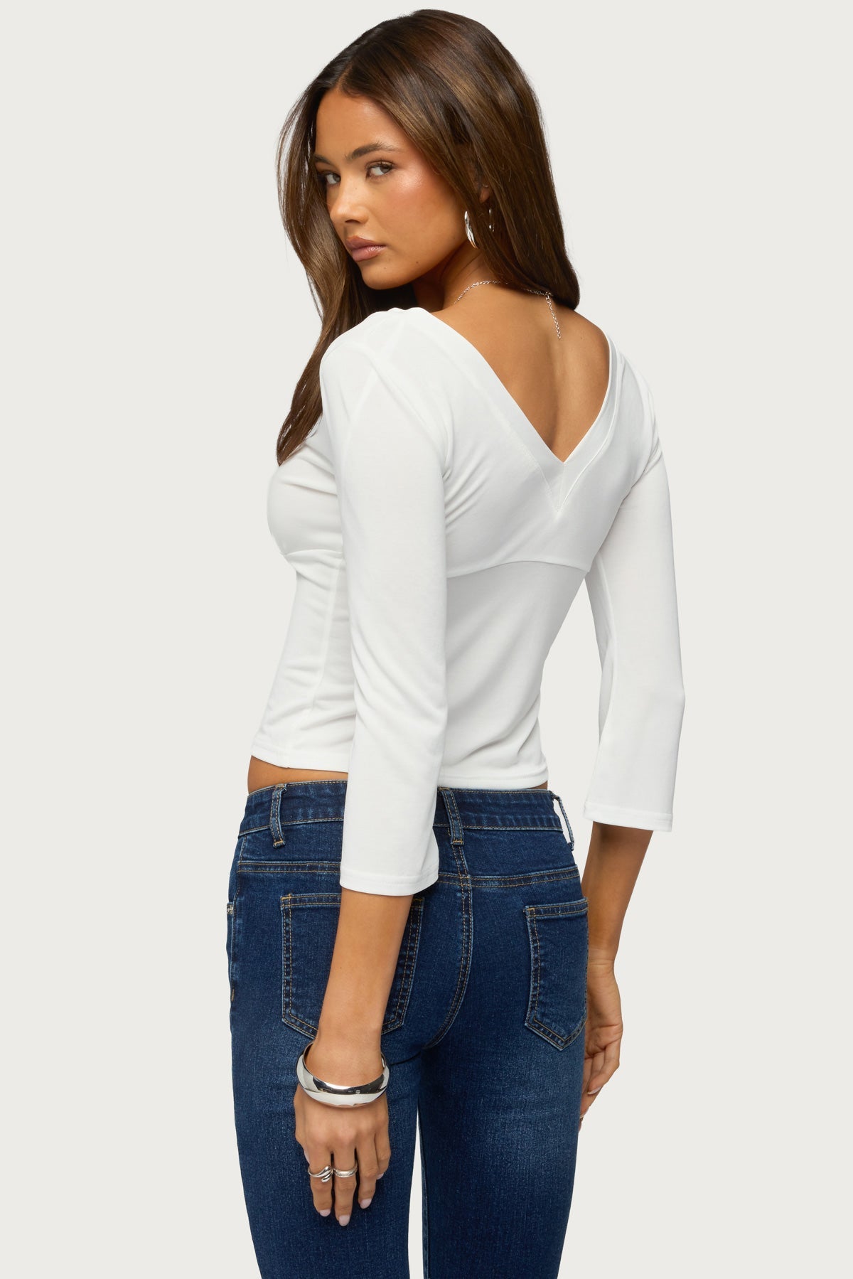 Mar V Neck Quarter Sleeve Top