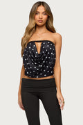 Jaclyn Polka Dot Mesh Strapless Top