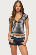 Laia Striped V Neck T Shirt