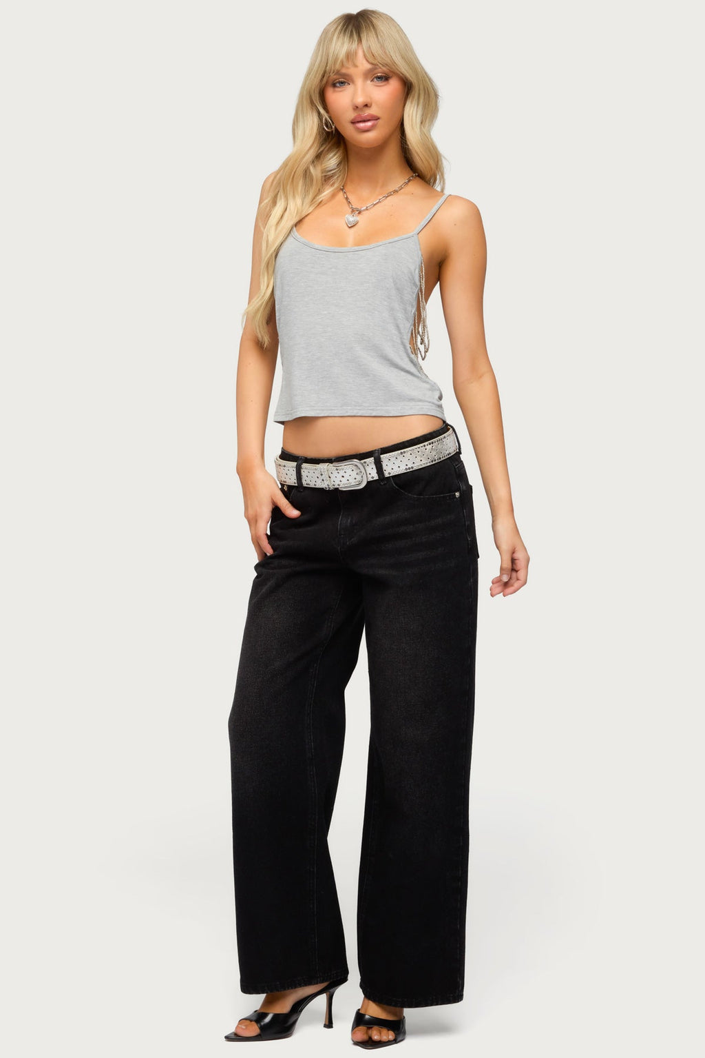 Donia Cutout Beaded String Tank Top