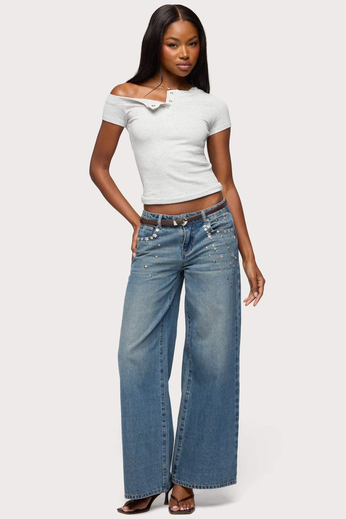 Jubilee Off Shoulder Henley Top