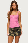 Contrast Stitched Lacey Henley Top