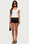 Kizzy Polka Dot Foldover Micro Shorts