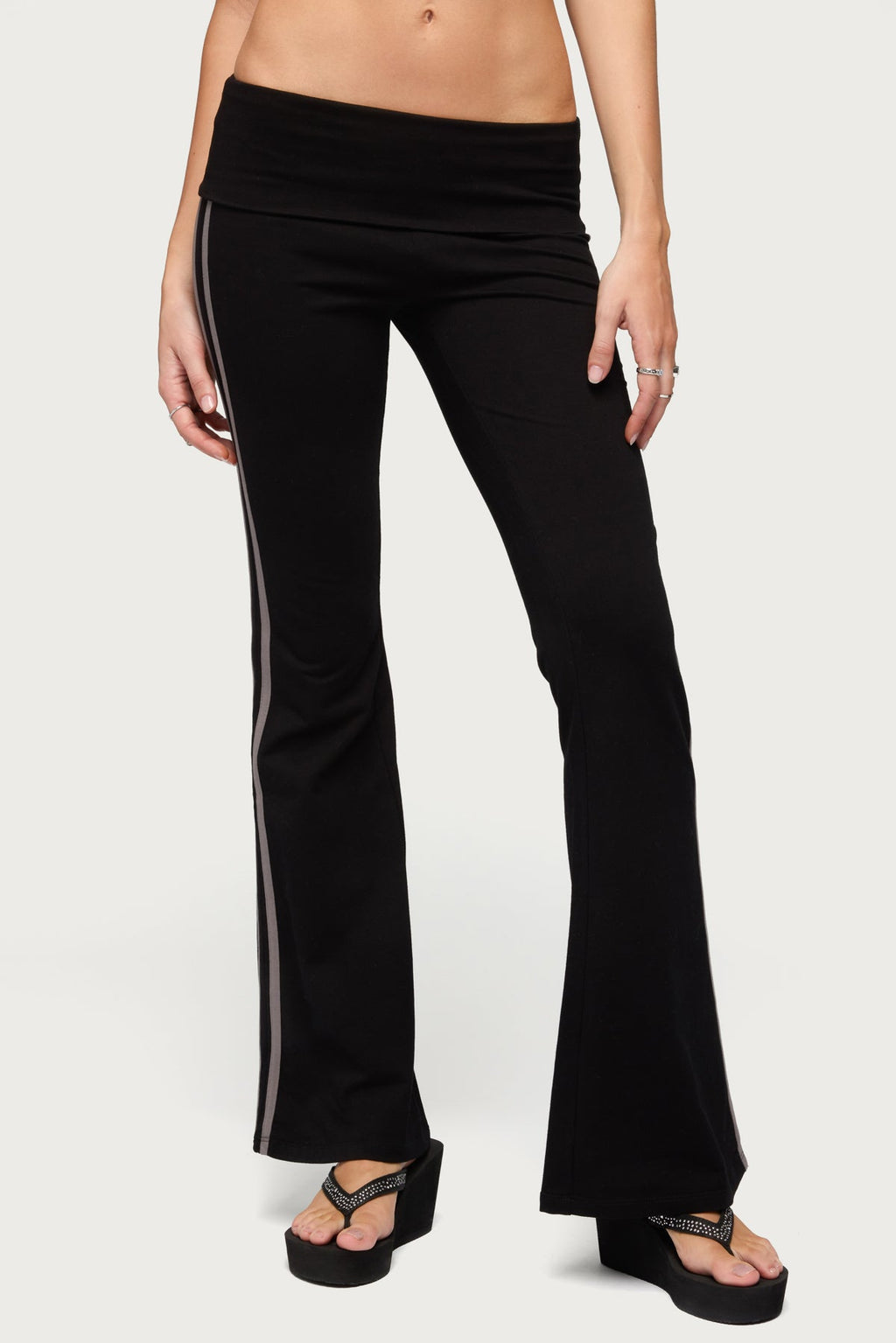 Charly Foldover Stripey Flared Pants