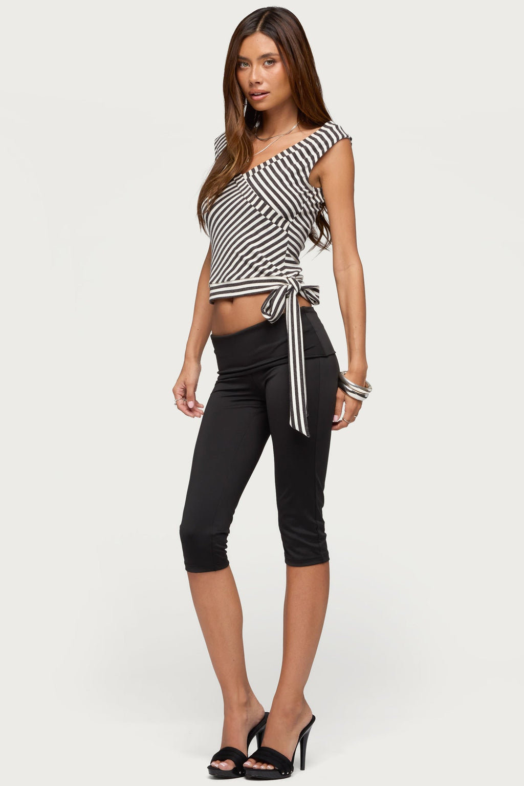 Dollie Striped Wide V Neck Top