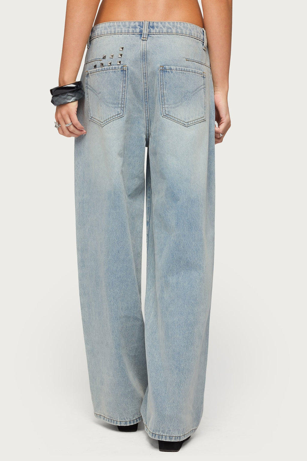 Oaklee Studded Low Rise Baggy Jeans
