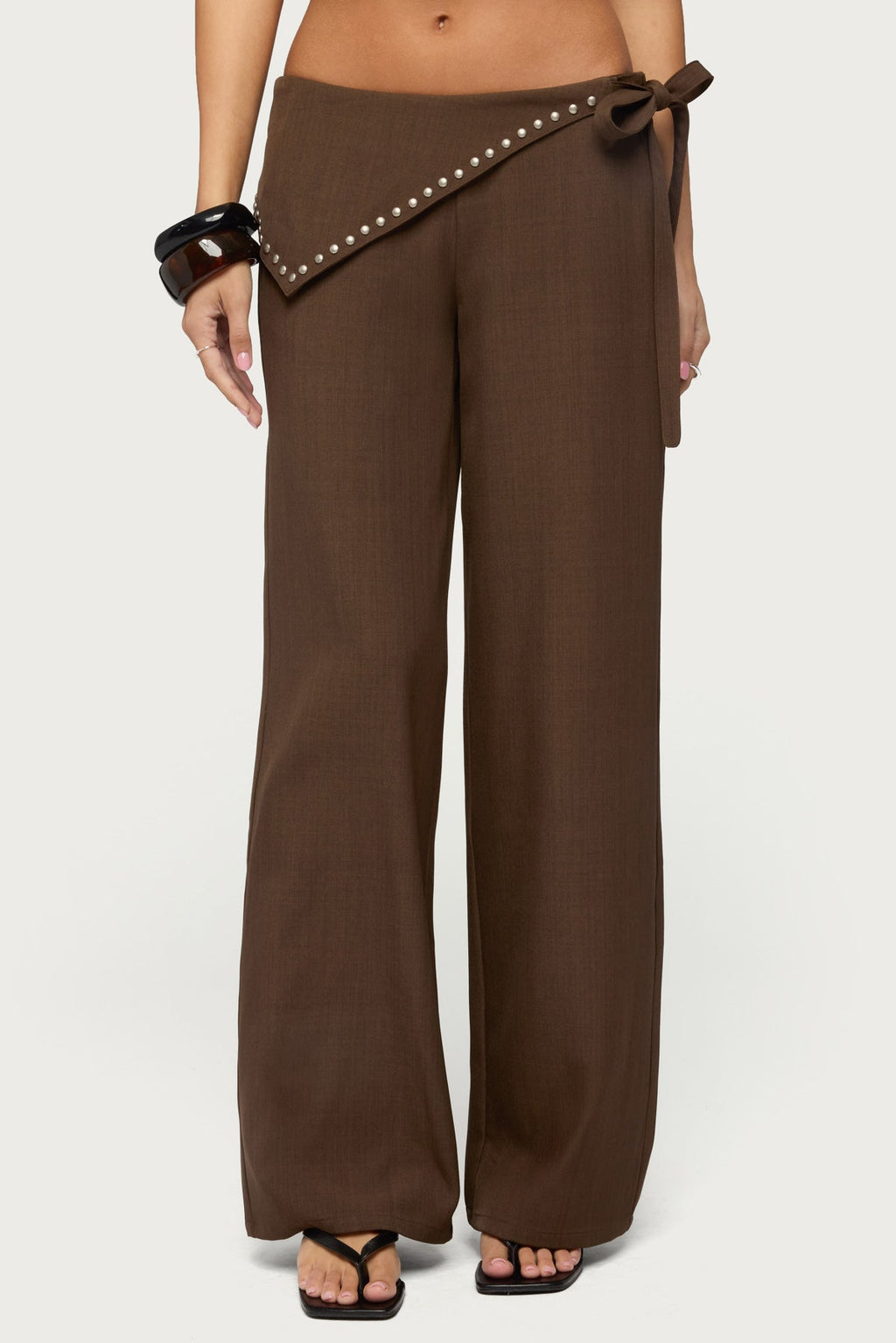 Avery Studded Foldover Straight Leg Pants