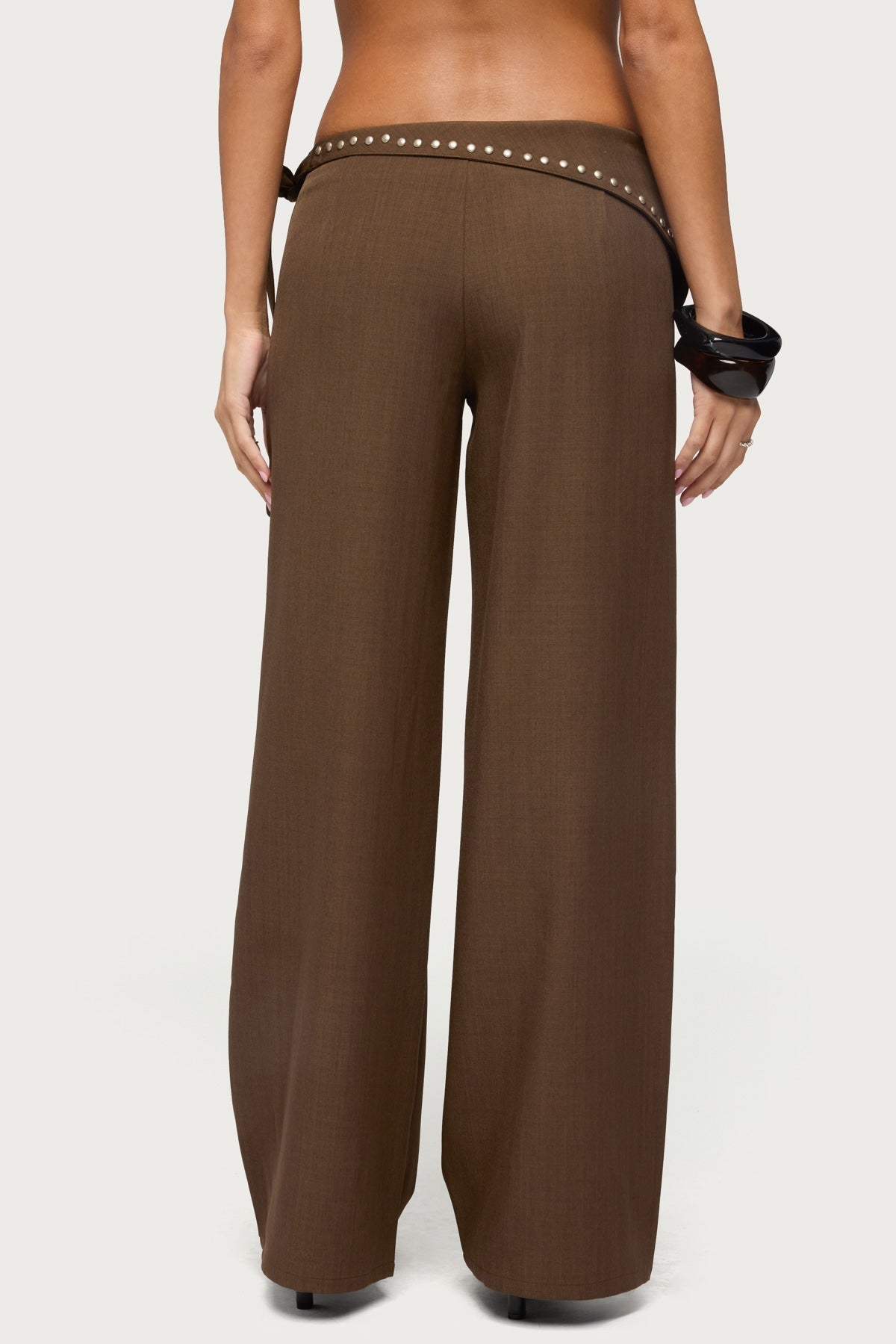 Avery Studded Foldover Straight Leg Pants