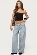 Oaklee Studded Low Rise Baggy Jeans