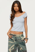 Calie Off Shoulder V Neck Top